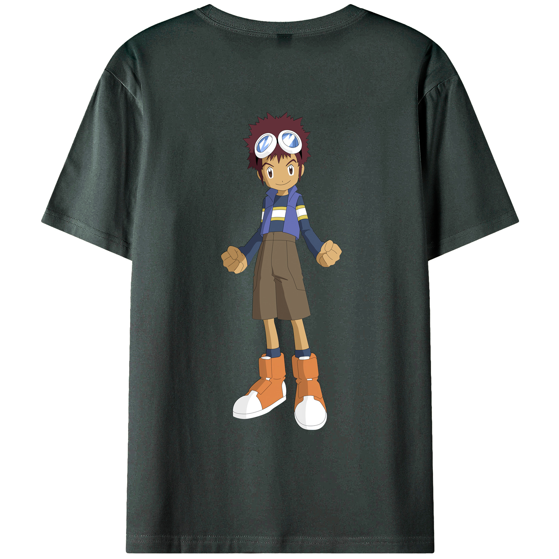 （画像用） Digimon デジタルモンスター/デジモン 綿100％ メンズ半袖Tシャツ（バックプリント） 通気性